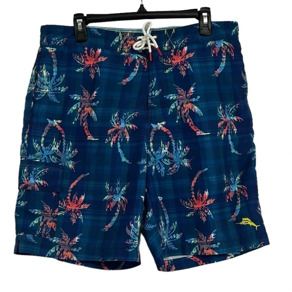 Men's Baja Palm Illusion Print Classic-Fit 9'' Swim Trunks LG. Tommy Bahama
